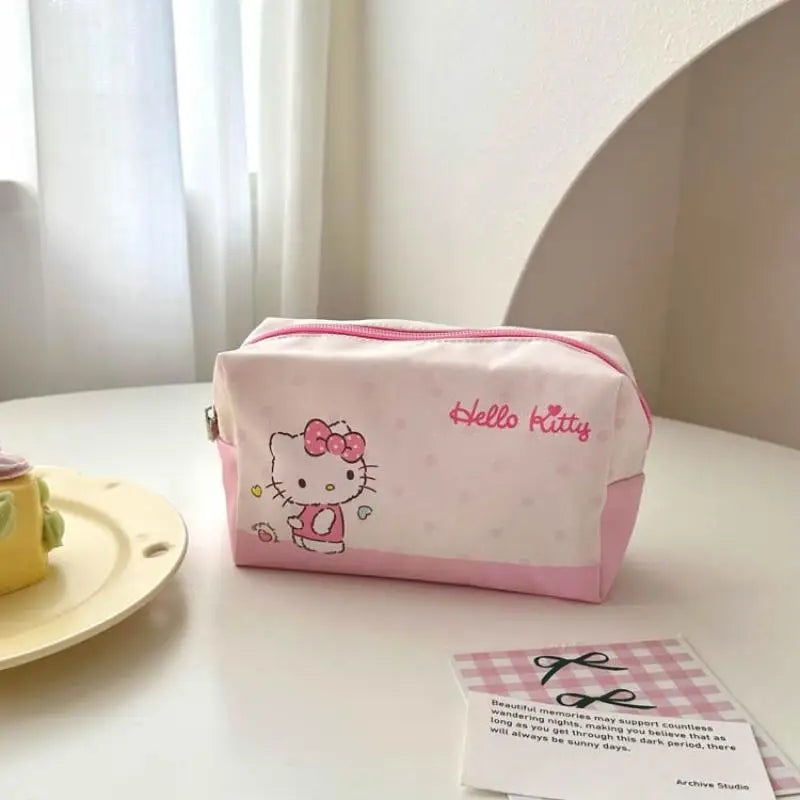 Sanrio Hello Kitty Kuromi Handheld Makeup Bag Portable Mini Storage Bag Cartoon Handbag Anime Peripherals Holiday Gift for Girls
