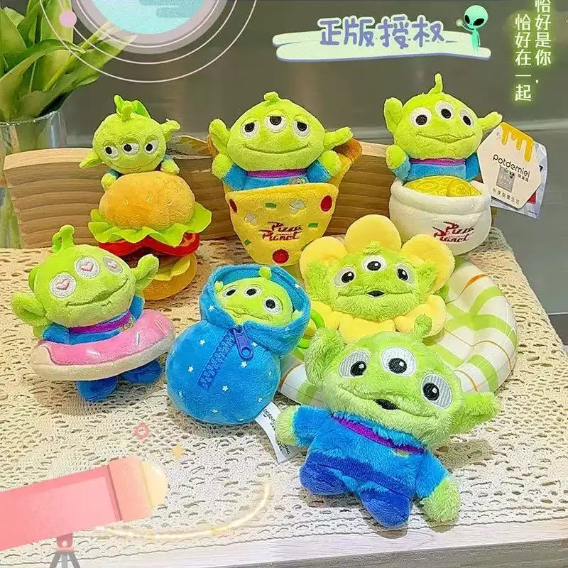 Disney Toy Story Alien Cute Kawaii Three Eyes Boy Plush Pendant School Bag Backpack Pendant Keychain Plush Toy Birthday Gift