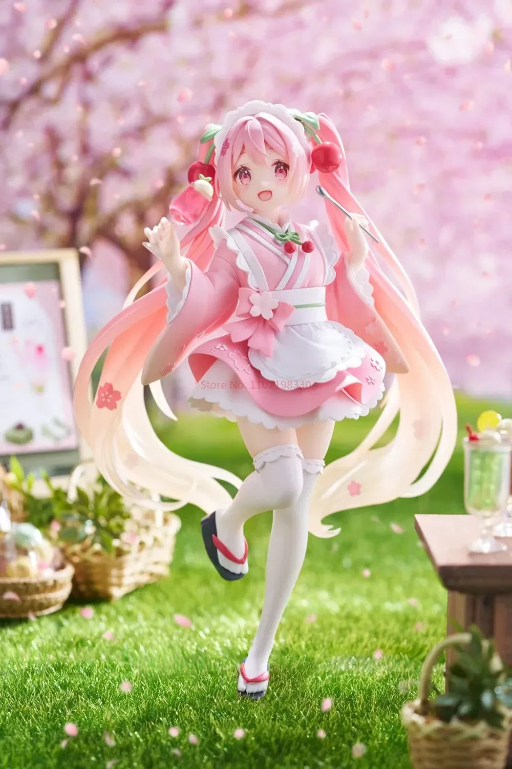 18CM TAITO Hatsune Miku Coreful Sakura Wafuu Kissa Ver. Maid Figure Anime Figurine Model Collectible Toys Kawaii Gift