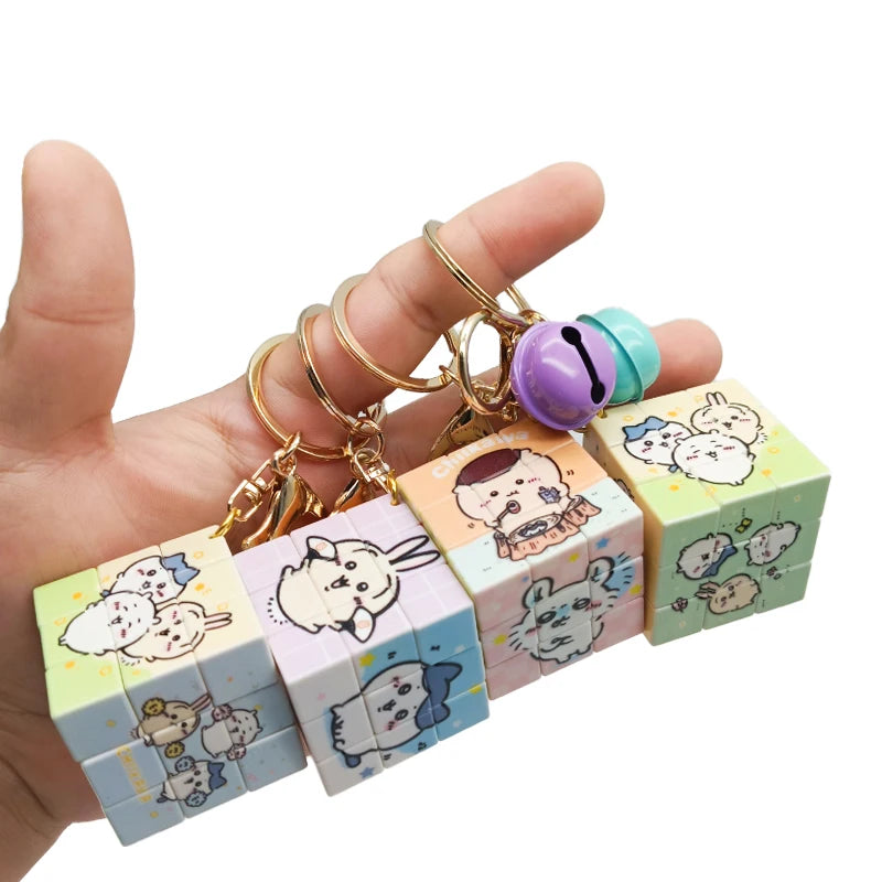 Chiikawa Rubik's Cube Key Chain Puzzle Cute Magic Cartoon Pencil Student Bag Hanging Decoration
