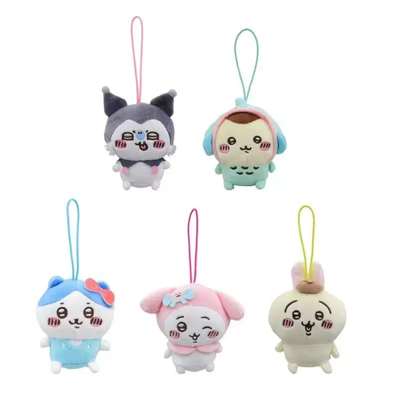 Chiikawa Self-deprecating Bear Collaboration Sanrioin Plush Doll Helo Kiity1 Melodyi Kuromev Sachiji Plush Toy Keychain Decorate