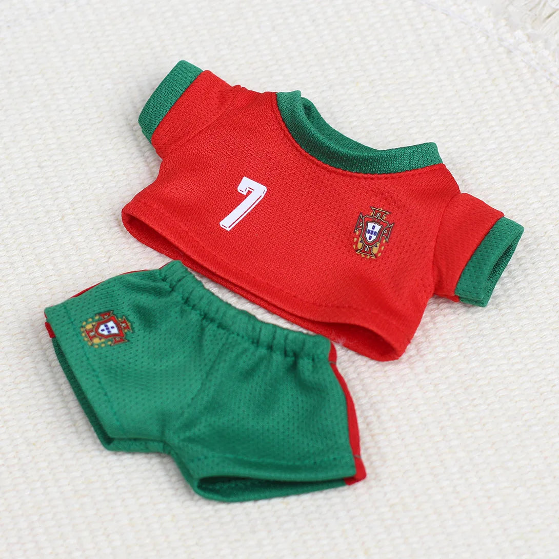 17cm Labubu Football Size 10 Clothing V1V2 V3 Labubu Doll Size 7 Vinyl Pendant Doll Clothing DIY Sportswear Boy Gift Toy (No Doll)