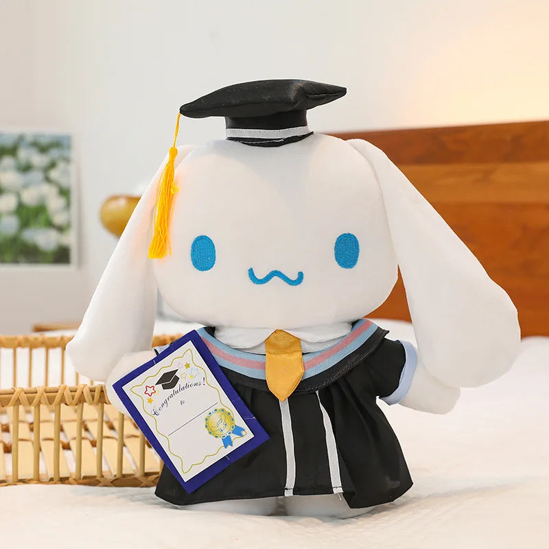 Sanrio Anime Plush Cinnamoroll My Melody Kuromi Hello Kitty Graduation Plushie Doll Kawaii Soft Stuffed Graduation Gifts