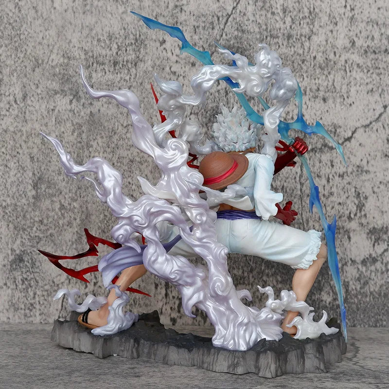 25cm One Piece Raiden Five Gear Nica Lightning Luffy Action Figure Model Statue Doll Toys Collection Decoration Model Toys Gift luffy gear 5 figure