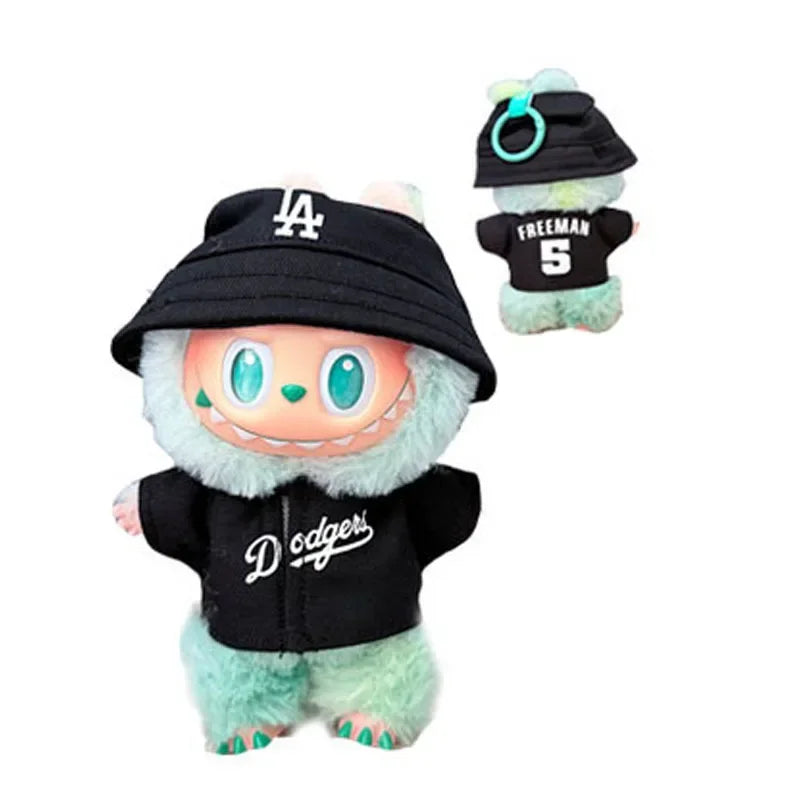 The first, second and third generations of Labubu clothes pendant Labubu sitting baby clothes LA baseball suit trend