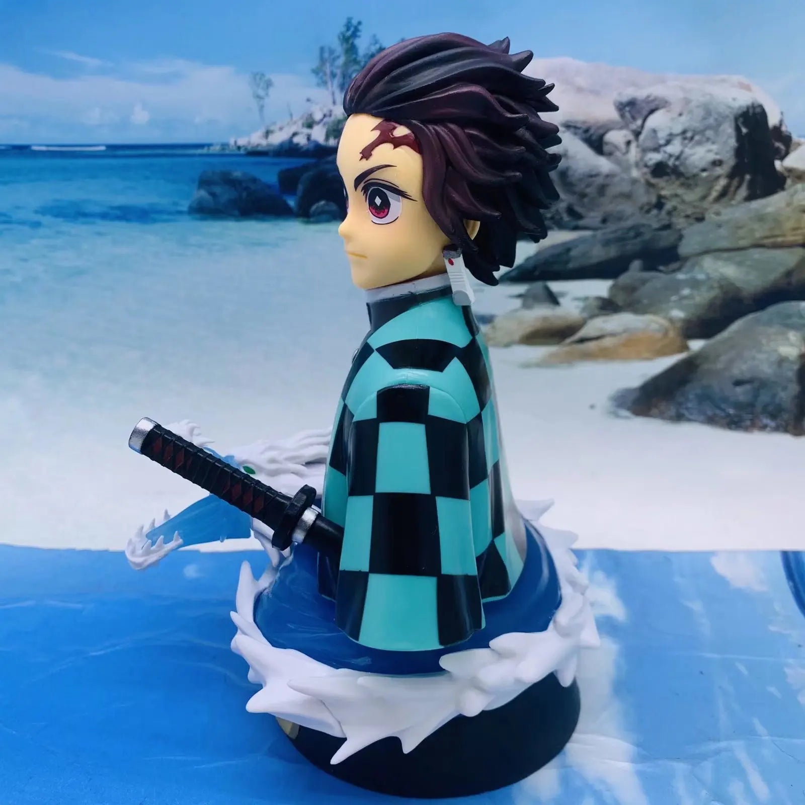 Demon Slayer Figures Gk Bust Tanjiro Bust Model Remote Control Luminous Ornament Box Figure Collectible Desktop Toys