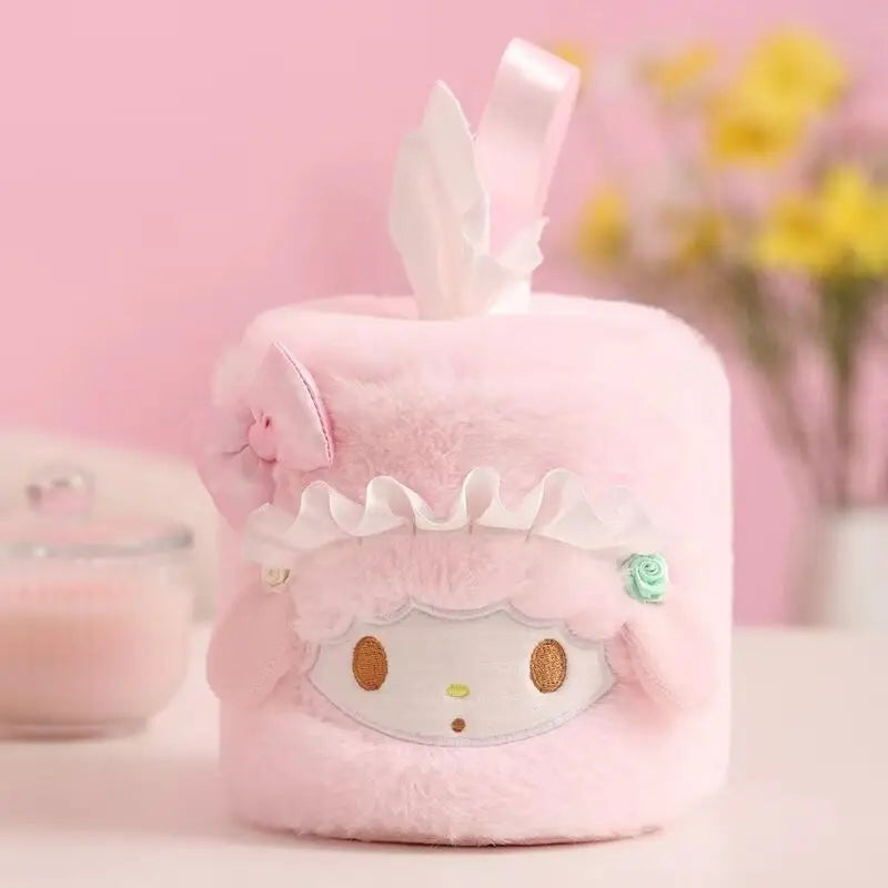 My Melody Hangyodon My Sweet Piano Kawaii Plush Tissue Drawer Car Mounted Household Simple Desktop Drawer Box Birthday Present