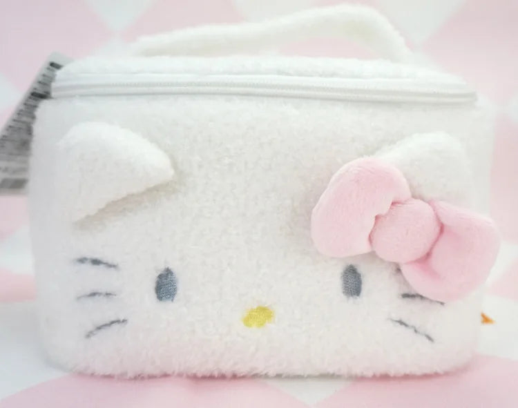 Sanrio Hello Kitty Plush Cosmetic Bag Cute Kuromi My Melody Zipper Large Women Travel Make Up Toiletry Bag Washing Pouch Pouch