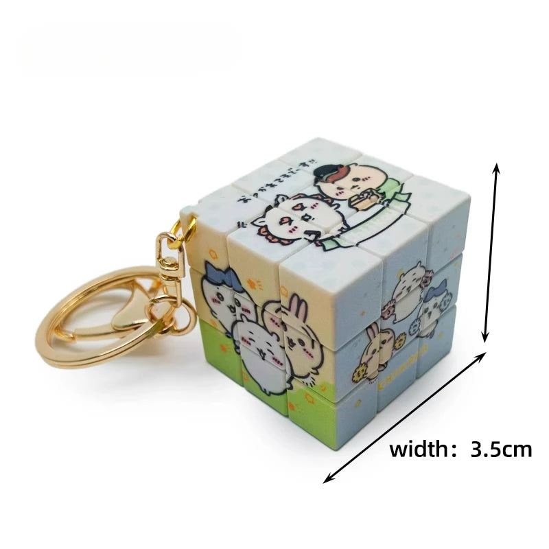 Chiikawa Rubik's Cube Key Chain Puzzle Cute Magic Cartoon Pencil Student Bag Hanging Decoration
