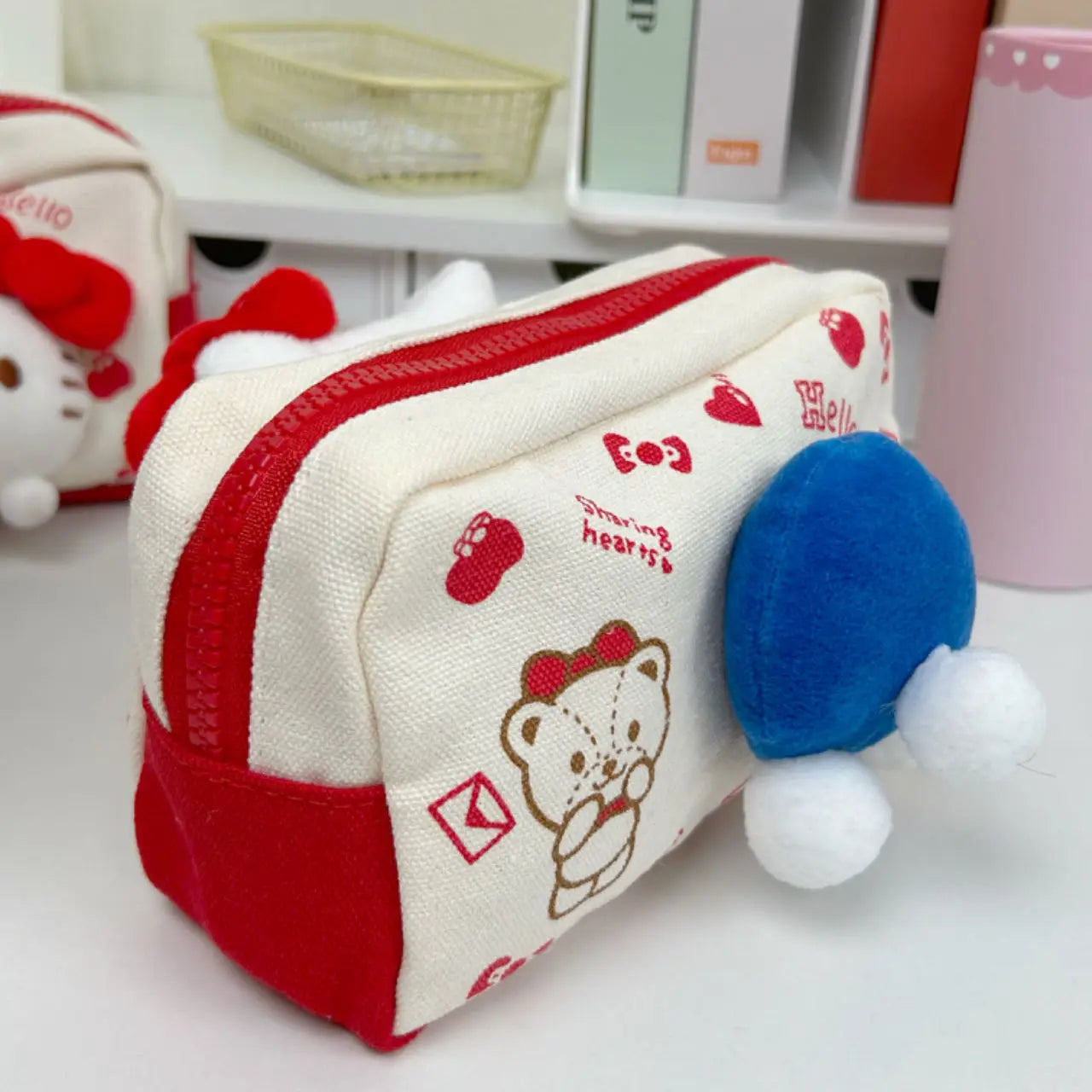 Sanrio Hello Kitty Storage Bag Cute Cartoon Kt Cat Cosmetic Bag Plush Doll Pencil Bag Student Stationery Supplies Kawaii Gift