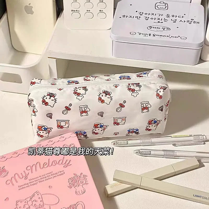 New Hello Kitty pencil case Kawaii Sanrio large capacity pencil case Kt Cat cosmetic bag student supplies stationery gift for gi