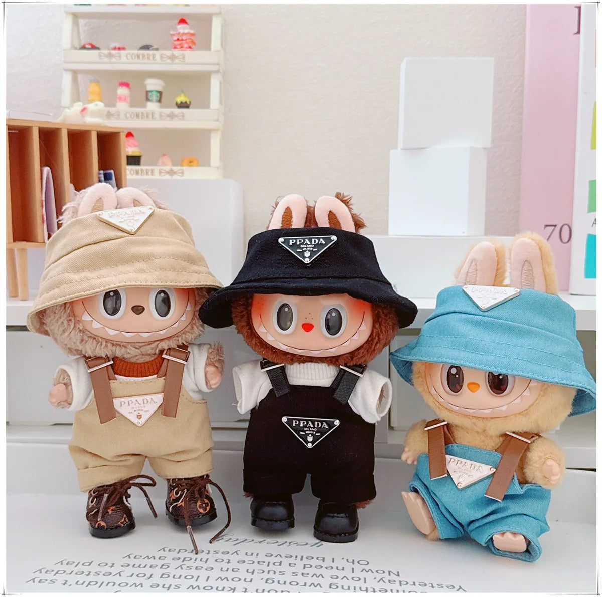 The first and second generations of Labubu only sell 17cm seated party clothes accessories inverted triangle workwear fashion (No Doll)