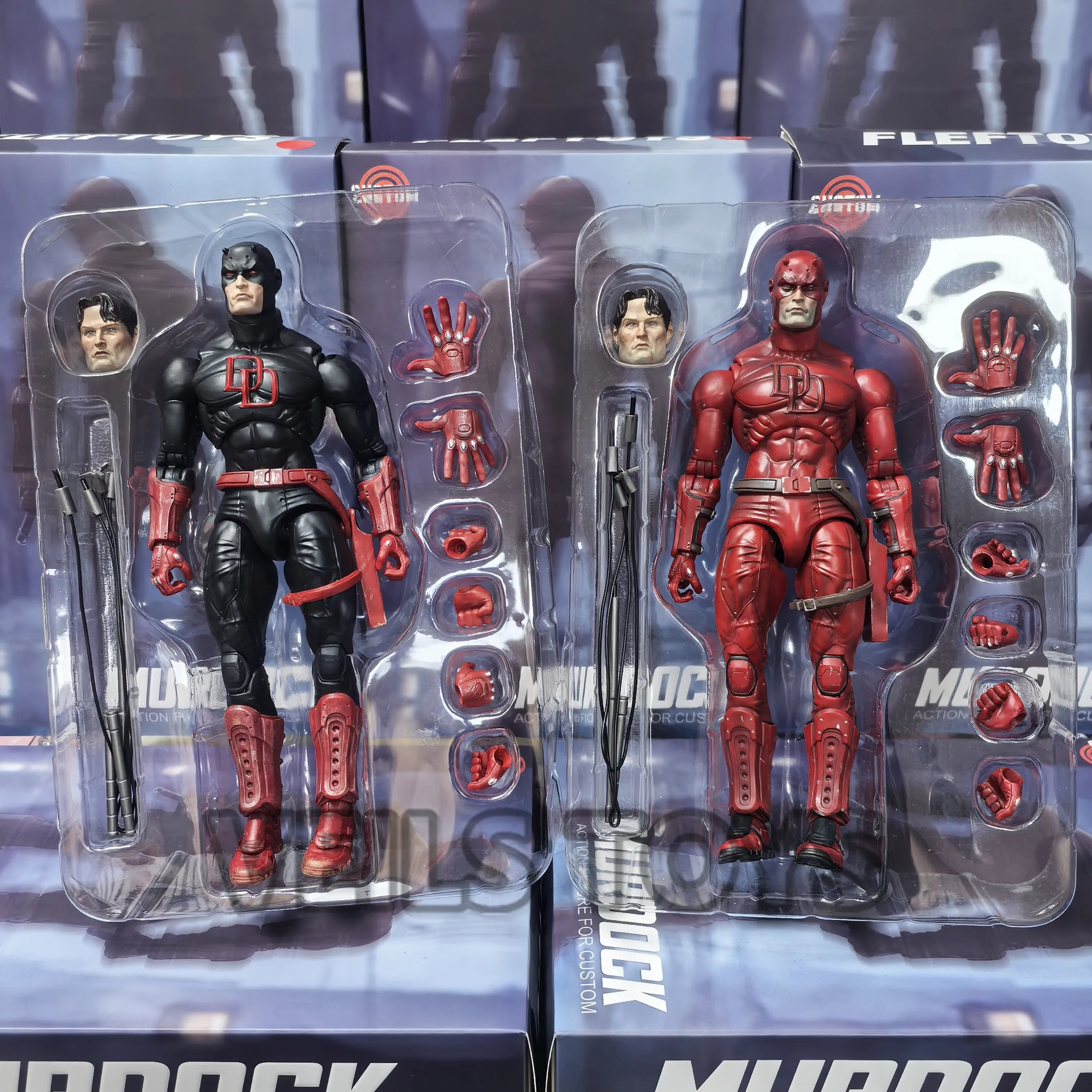 In Stock - FlefToys Marvel Daredevil Classic Red Shadowland Reborn Black 8
