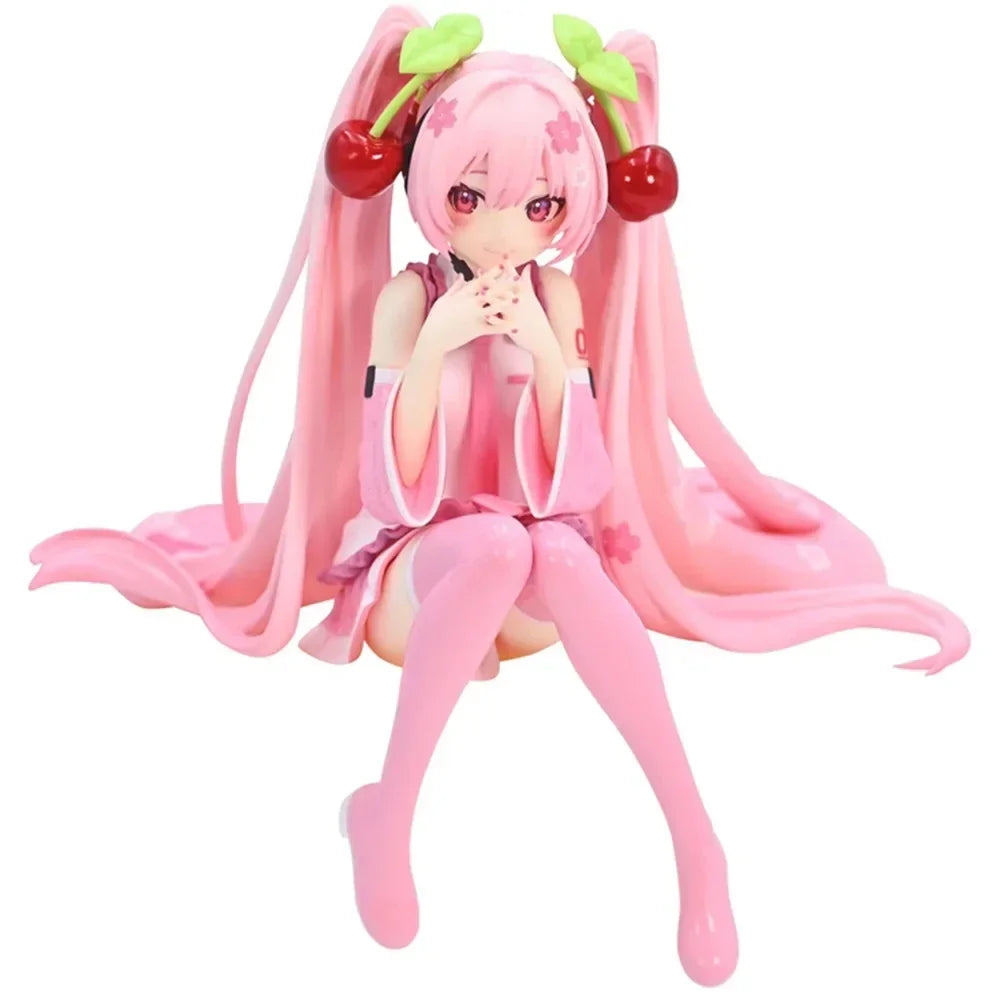 Hatsune Miku Anime figure Pink dress PVC model action toys Cherry pink cherry blossom decoration collect gifts