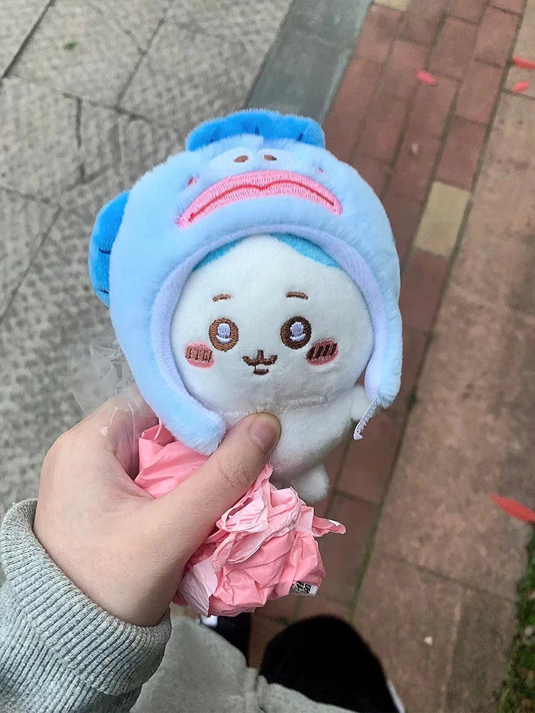 Cute Cross-dressing Chikawas Plush Doll hachiware Sanrio Taiyaki Headgear Self-deprecating Bear Keychain Bag Pendant Girl Gift