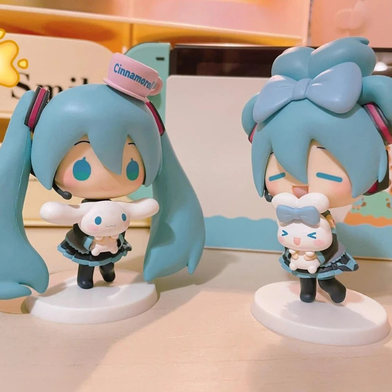 Anime Hatsune Miku Cinnamoroll Antion Figure Cute Beautiful Miku Cartoon Figurine Q Version PVC Model Decorations Children Gift