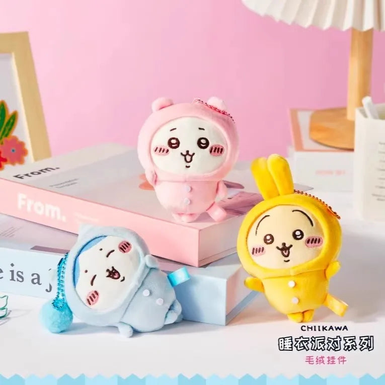 Chiikawa Pendant Doll Pajama Party Usagi Hachiware Peripheral Doll Bag Hanging Ornament Doll Girl Plush Pendant Gift
