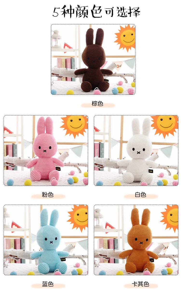 8Inch Kawaii Cute Striped Miffy Rabbit PP Cotton Stuffed Figure Toy Peripheral Doll Christmas Gift for Girls Boys