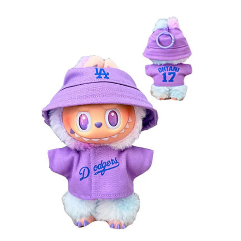 The first, second and third generations of Labubu clothes pendant Labubu sitting baby clothes LA baseball suit trend