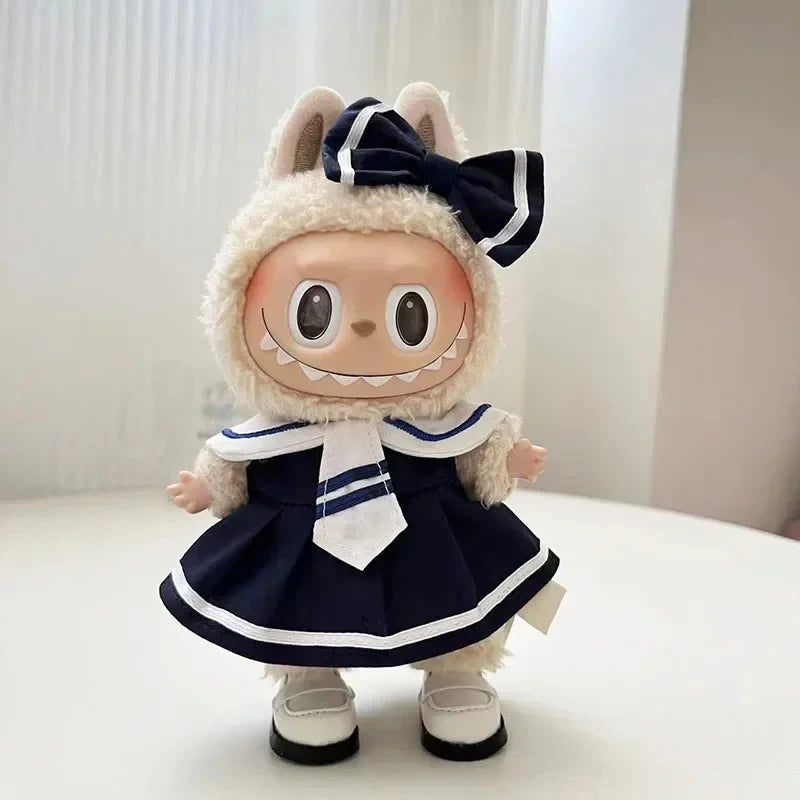 17cm Kawaii Labubu Lisa Same Clothes Fall In Wild Series The Monsters Labubu Plush Doll Changing Clothes Diy Skirt Game Custom