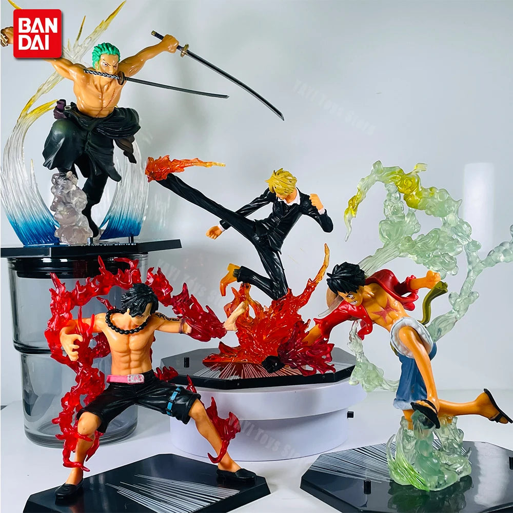 One Piece Anime Figure Fire Fist Luffy Ace Sanji Battle Model Dolls PVC sabo Action Figurine Zoro Ghost Three-Knife Toys