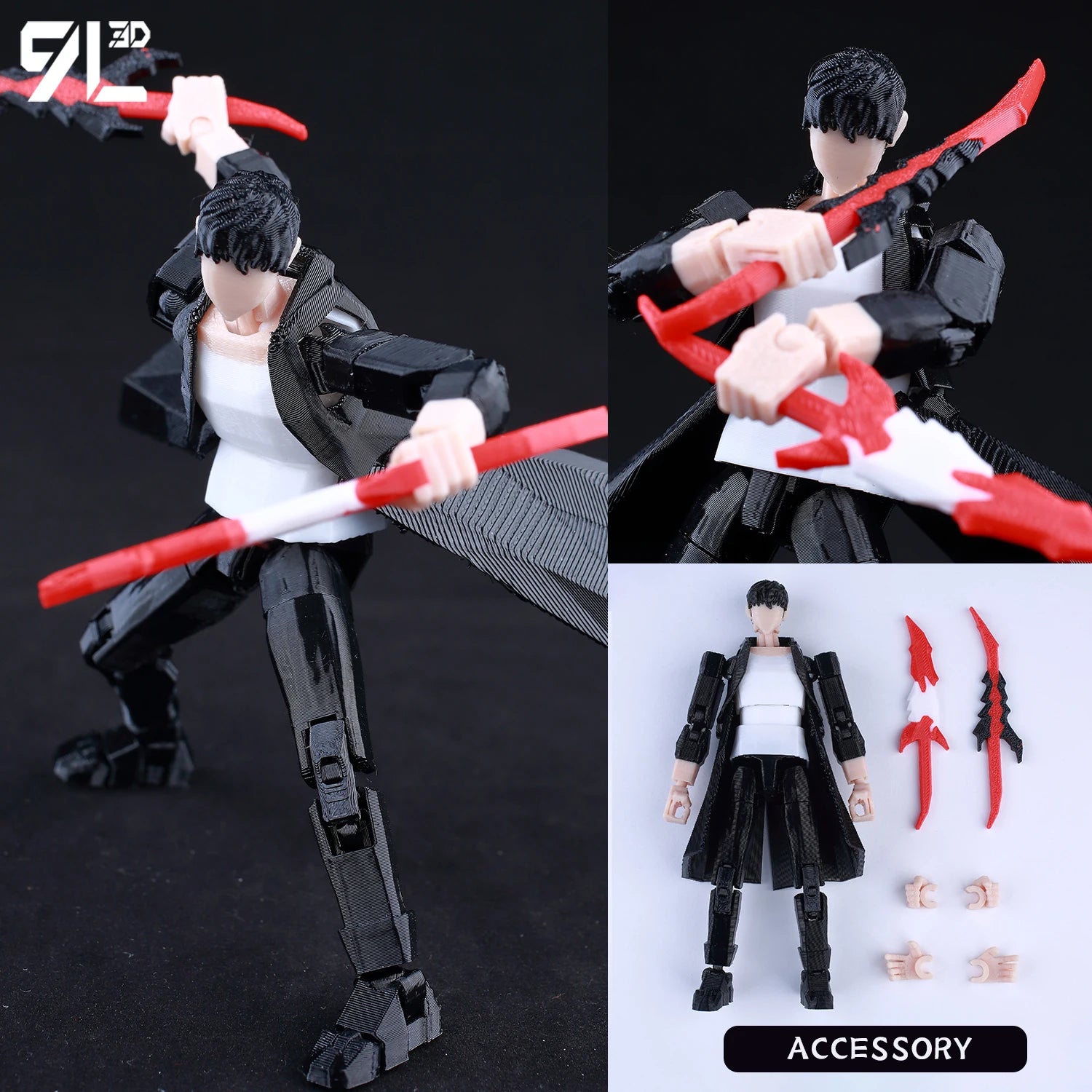9L 3D Printed Demon Slayer Tanjiro Kamado Lucky Dummy 13 Movable Shapeshift Action Figures Mannequin Toys for Anime Fans