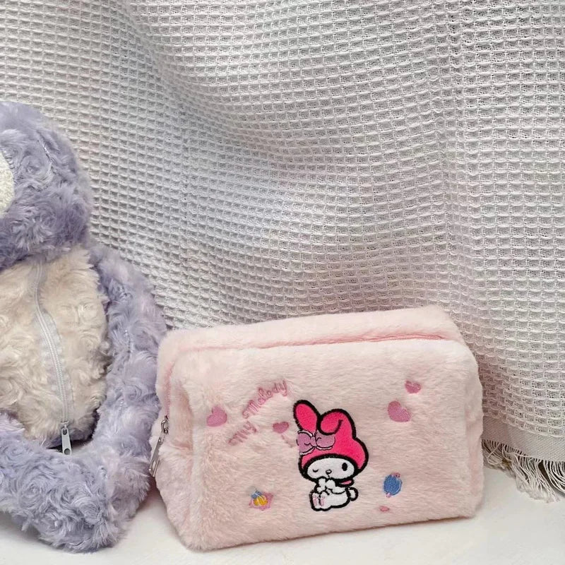 Plush Pencil Case Kawaii Cinnamoroll Kuromi My Melody Large Capacity Pencils Bag Pen Case School Supplies Stationery Gift