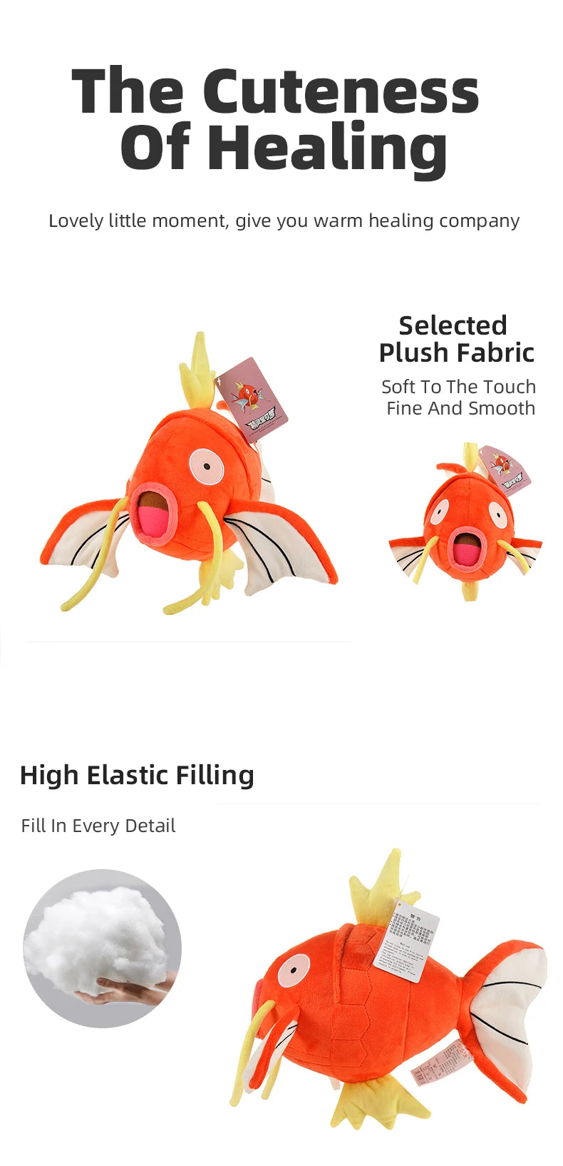 Pokemon Kawaii Magikarp Stuffed Toys Cartoon&Cute The King Of Carp Plush Dolls Throw Pillow Birthday Gift For Kids Friends Boys
