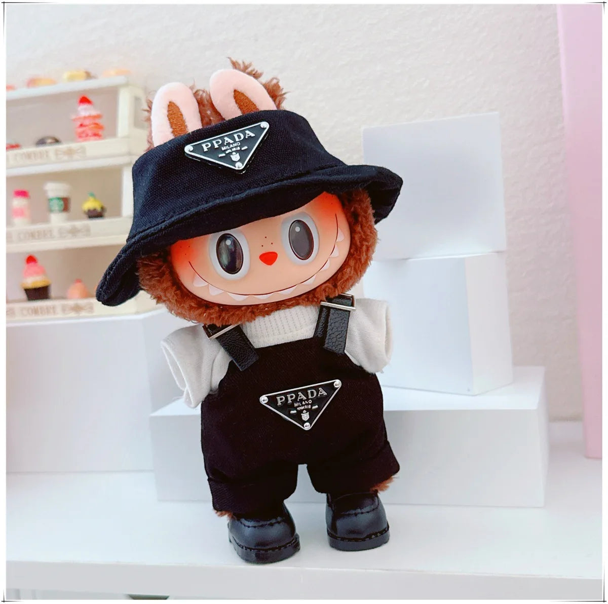 The first and second generations of Labubu only sell 17cm seated party clothes accessories inverted triangle workwear fashion (No Doll)