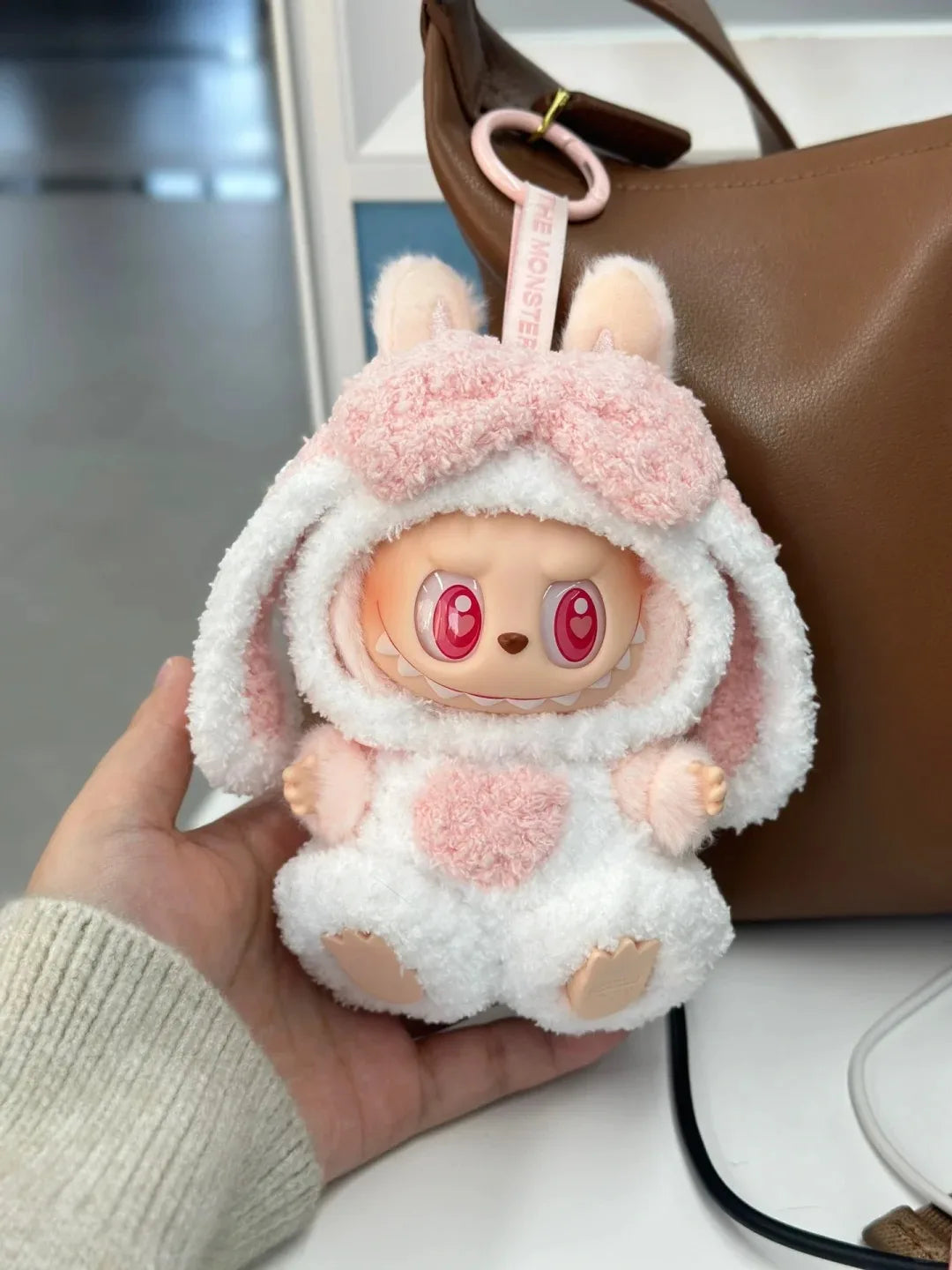 For 17cm Labubu Dolls Accessories DIY Doll Clothes Heartbeat Long Eared Furry Rabbit Costume Cartoon Dress Up Labubu Outfit