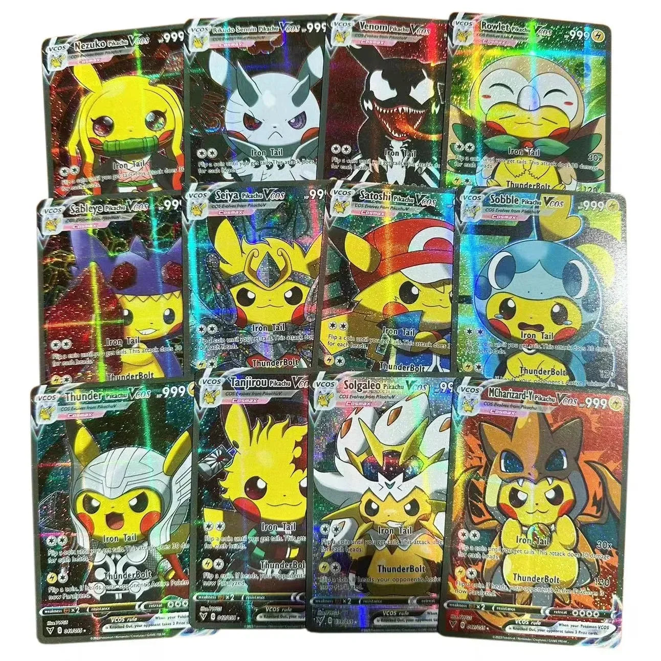 55PCS Box New Pokemon Anime Holographic Cards Pikachu Characters Cosplay English Shiny Collection Trading Card Toys Kids Gift