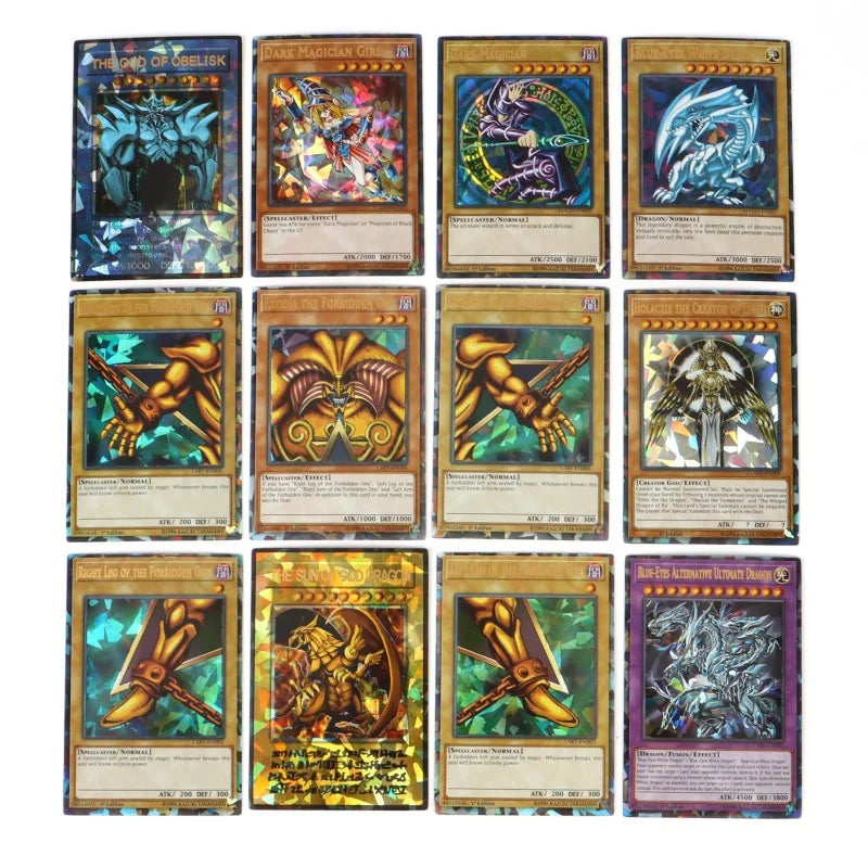 72PCS Yugioh Cards with Tin Box Yu Gi Oh Card Holographic English Version Golden Letter Duel Links Game Card Blue Eyes Exodia