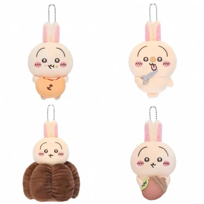 10cm Bun Pizza Usagis New Self-deprecating Bear Scissors Plush Doll Hazelnut Cartoon Girl Bag Hanging Keychain Decoration Gift