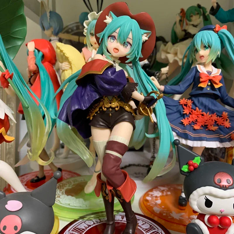Taito Hatsune Miku Figure Wonderland Puss In Boots Anime Action Figurines Collection Model Statue Doll Toys Kid Gift