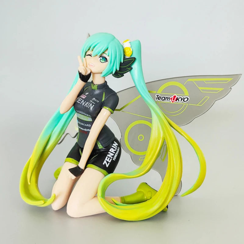 11CM Anime Hatsune Miku racing butterfly wings kawaii PVC figure model toys doll collect ornaments Christmas gifts