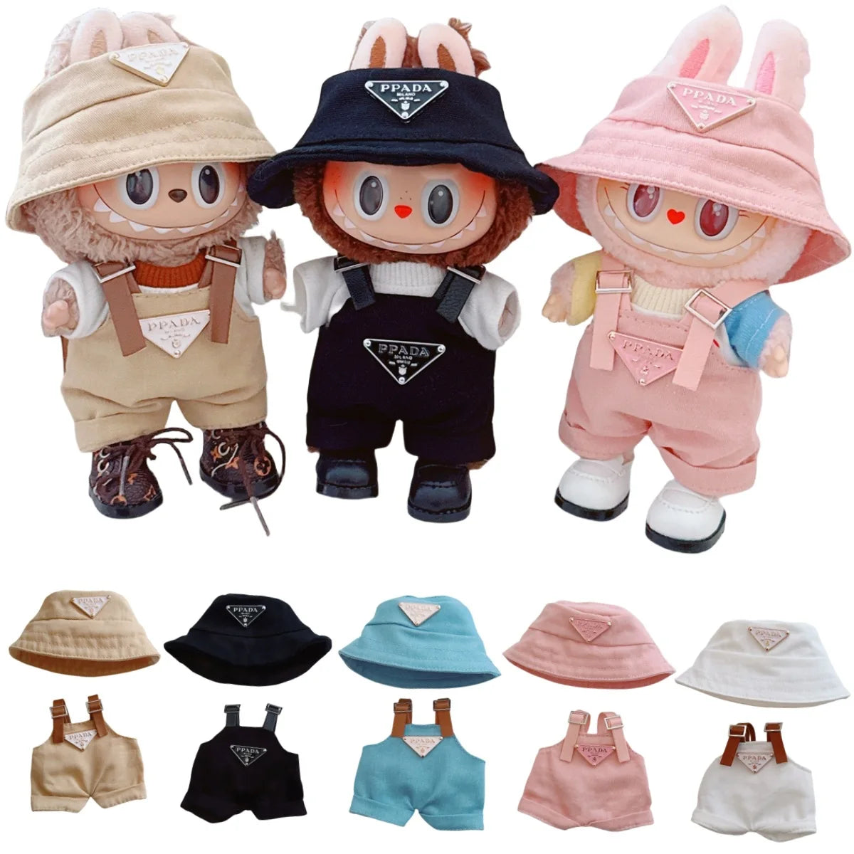 The first and second generations of Labubu only sell 17cm seated party clothes accessories inverted triangle workwear fashion (No Doll)