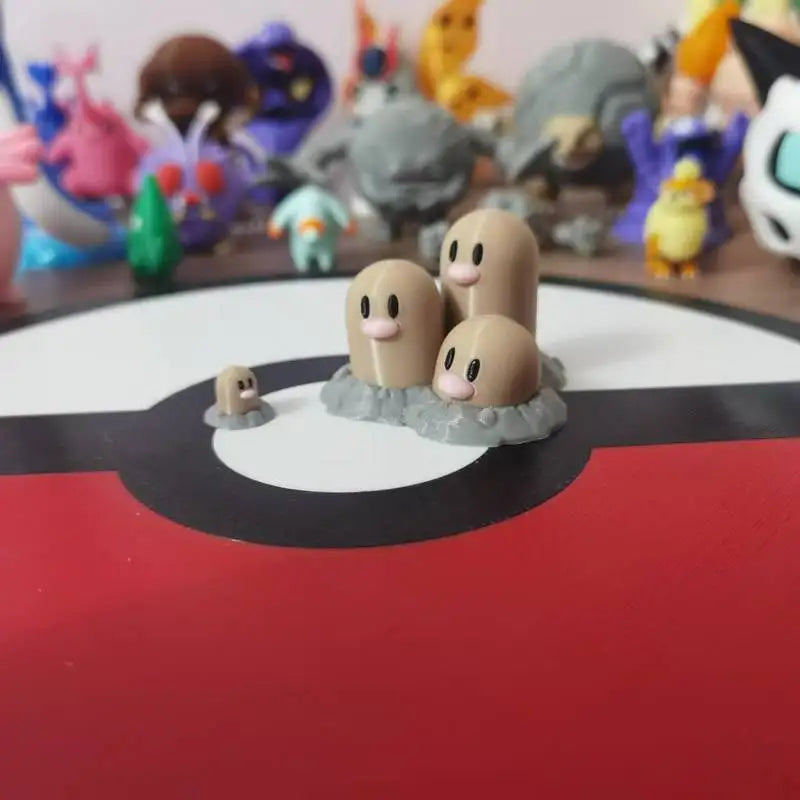 Anime Figures Dugtrio Diglett Slowpoke Proportion World 1:20 Diy 3D Printing Cute Cartoon Character Desktop Model Kid Gifts Toy