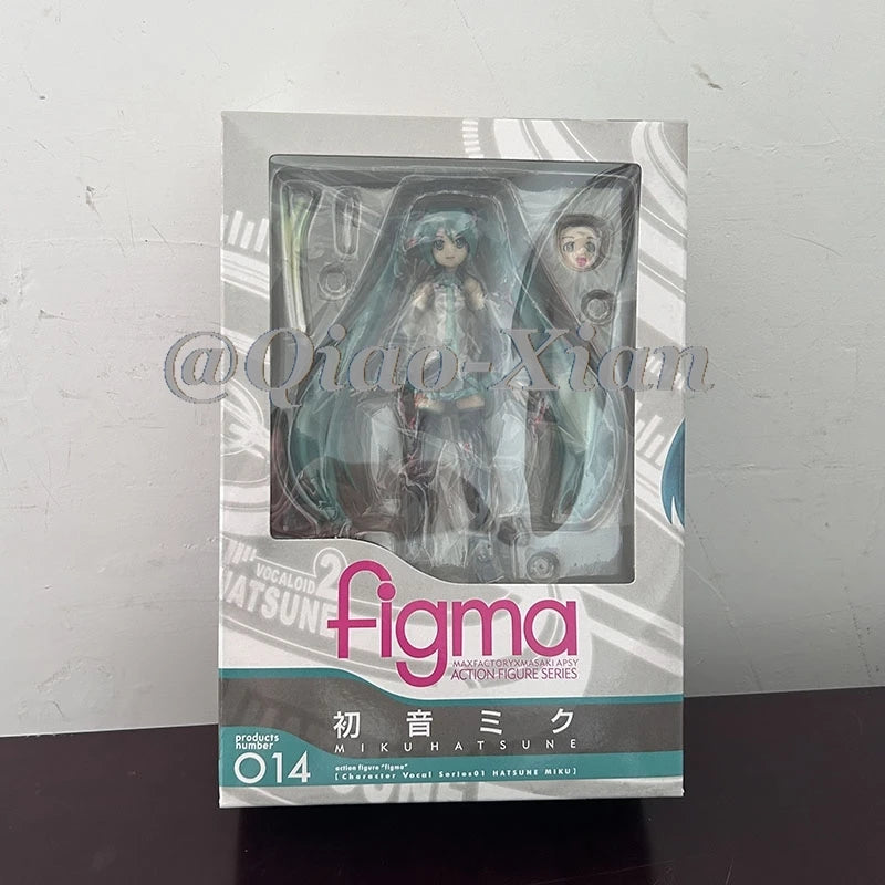 14cm Anime Hatsune Miku Figma 014 Joint Movable Face Change Boxed Doll PVC Action Figure Cute Model Toys Birthday Gift For Girls