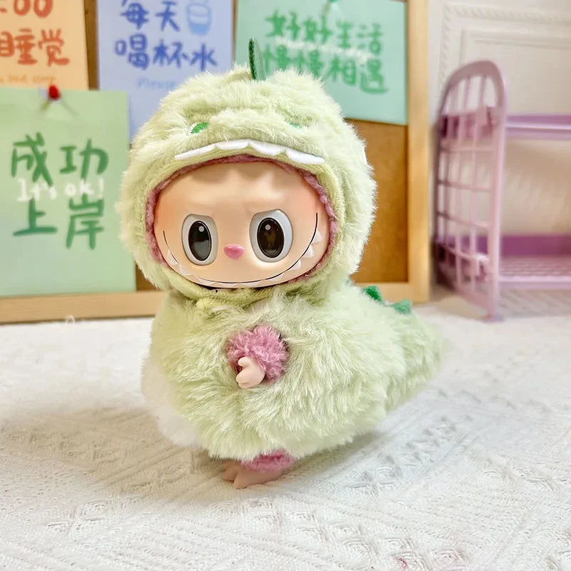 17cm Kawaii Labubu Lisa Same Clothes Fall In Wild Series The Monsters Labubu Plush Doll Changing Clothes Diy Skirt Game Custom