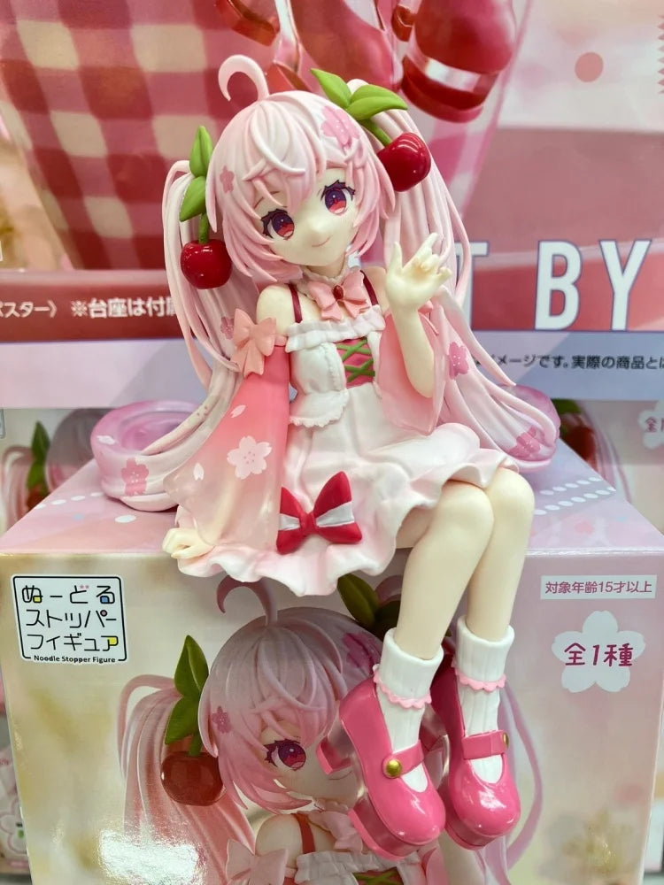 Sakura Miku Anime Toy Cute Hatsune Miku Pretty Girl Sitting Style Figurine Model Collection Toy Gifts