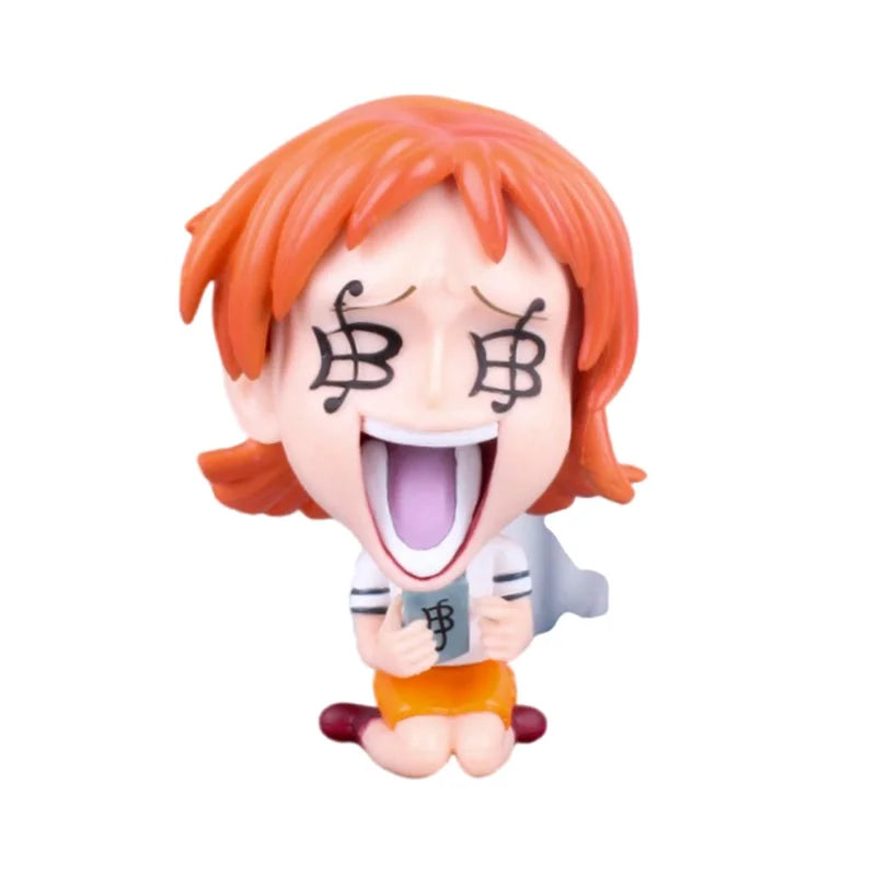 8-10cm Anime Figure One Piece Monkey D Luffy Roronoa Zoro Kawaii Toys Q-Version Figural Nendoroid Car Decoration PVC Model Gift