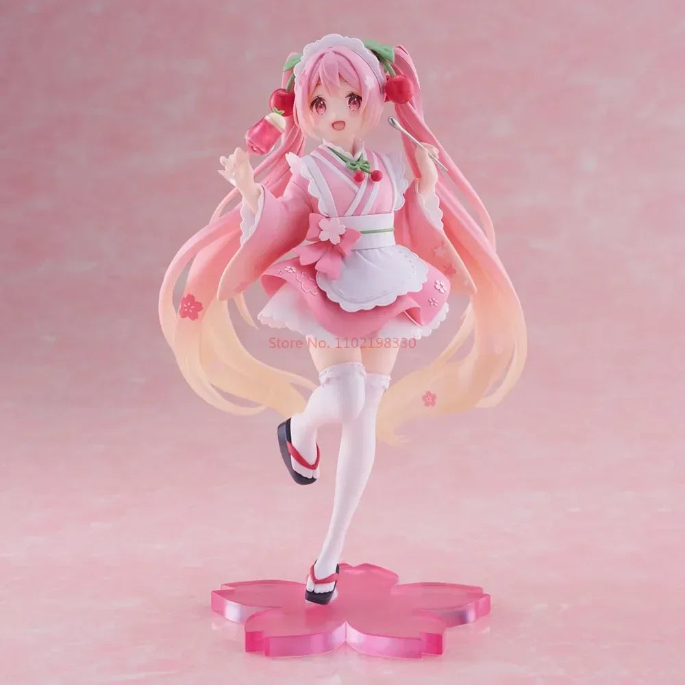 18CM TAITO Hatsune Miku Coreful Sakura Wafuu Kissa Ver. Maid Figure Anime Figurine Model Collectible Toys Kawaii Gift