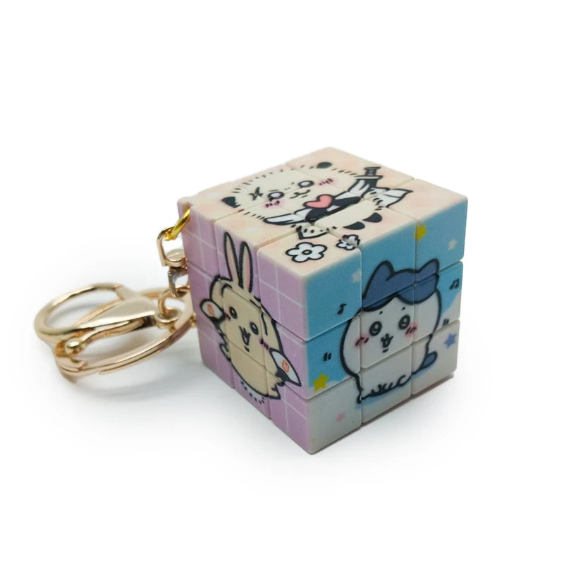 Chiikawa Rubik's Cube Key Chain Puzzle Cute Magic Cartoon Pencil Student Bag Hanging Decoration