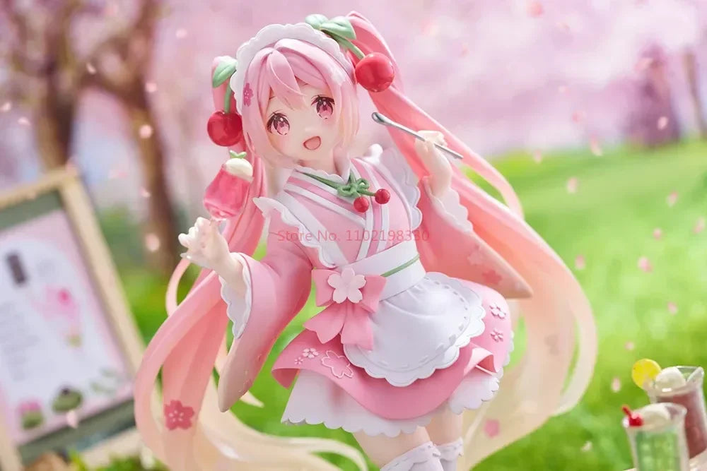 18CM TAITO Hatsune Miku Coreful Sakura Wafuu Kissa Ver. Maid Figure Anime Figurine Model Collectible Toys Kawaii Gift