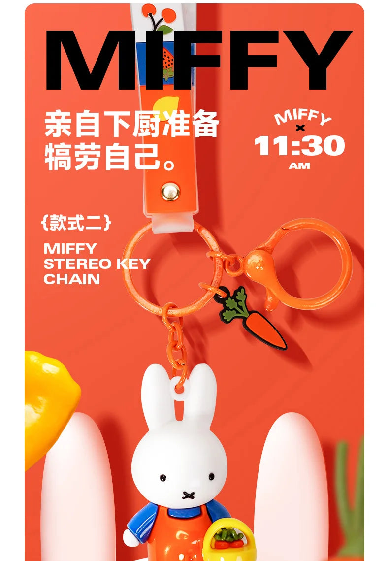 Kawaii Miffy Cute Doll Fruit Series Keychain Backpack Pendant Boy and Girl Toy Gift