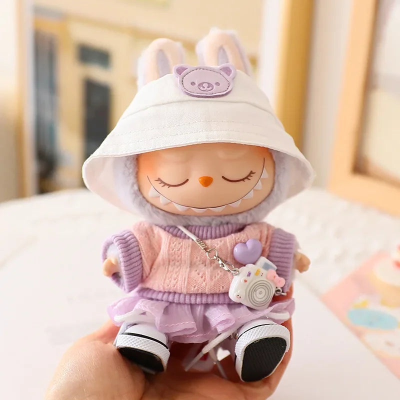 Labubu Doll Clothes Tulle Skirt Set Stylish Outfit Replacement for 17cm Ropa Labubu Dolls Accessories