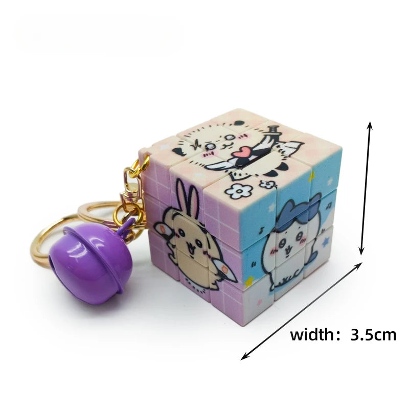 Chiikawa Rubik's Cube Key Chain Puzzle Cute Magic Cartoon Pencil Student Bag Hanging Decoration