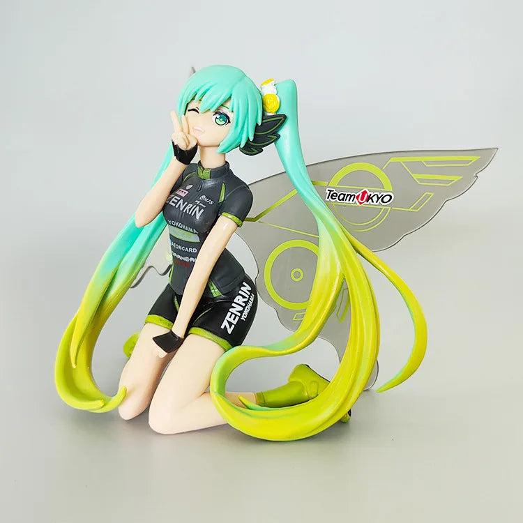 11CM Anime Hatsune Miku racing butterfly wings kawaii PVC figure model toys doll collect ornaments Christmas gifts