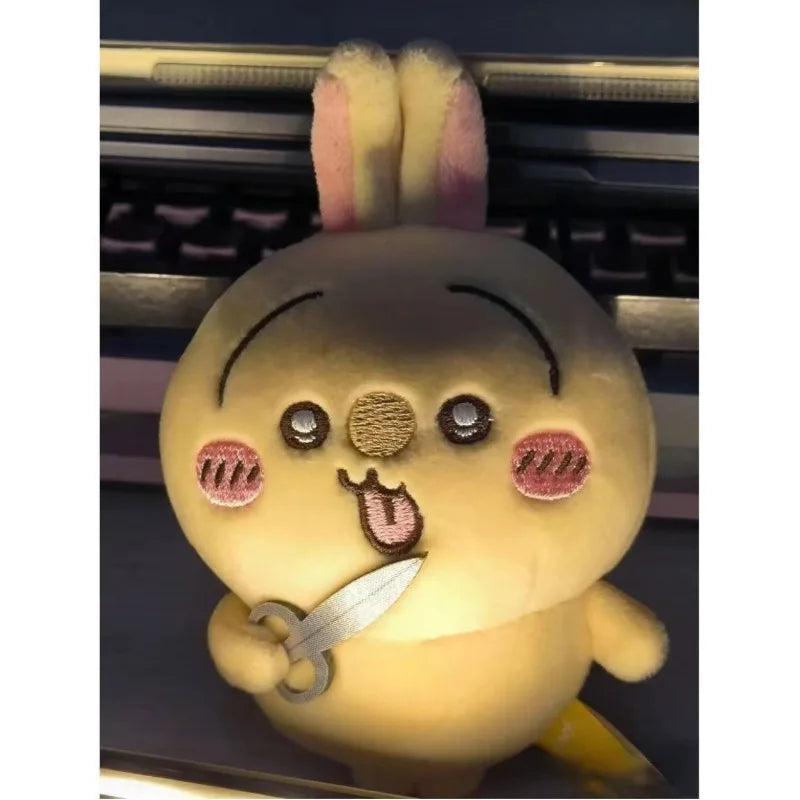 Self-deprecating Bear New Scissors Rabbit Usagis Plush Doll Girl Bag Pendant Cartoon Plush Toy Keychain Decoration Birthday Gift