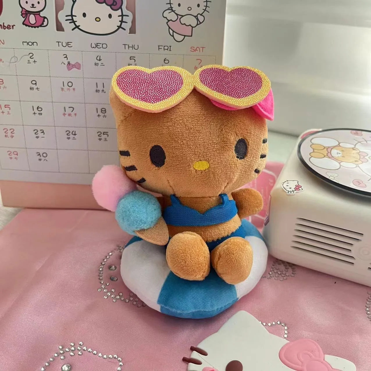 Kawaii Anime New Sanrio Hello Kitty Cartoon Plush Toy Fashion Plush Doll Pendant School Bag Keychain Accessories Gift for Friend